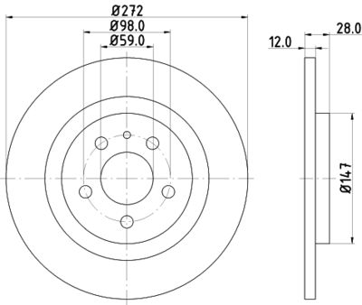 Тормозной диск HELLA 8DD 355 109-151 для CITROËN C8
