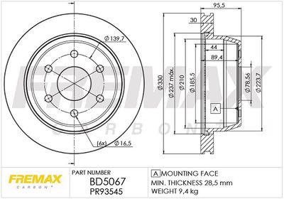 Тормозной диск FREMAX BD-5067 для CHEVROLET AVALANCHE