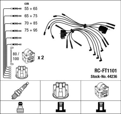 Комплект проводов зажигания NGK 44236 для ALFA ROMEO 75