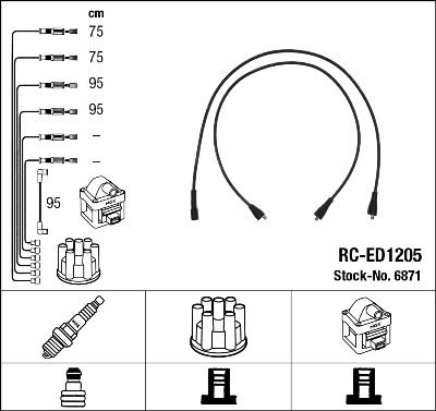 Комплект проводов зажигания NGK 6871 для MITSUBISHI COLT