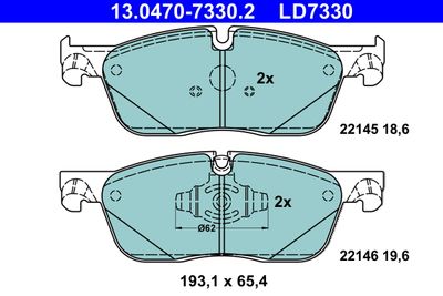 Комплект тормозных колодок, дисковый тормоз ATE 13.0470-7330.2 для JAGUAR E-PACE