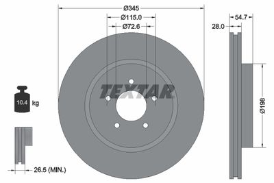 Тормозной диск TEXTAR 92177105 для DODGE CHALLENGER