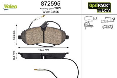 комплект спирачно феродо, дискови спирачки VALEO 872595