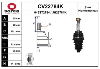 EAI CV22784K ШРУС  для NISSAN NOTE (Ниссан Ноте)