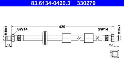 Тормозной шланг ATE 83.6134-0420.3 для BMW 8