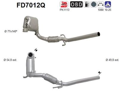 Filtr sadzy / filtr cząstek stałych, układ wydechowy AS 6Q0254700AX