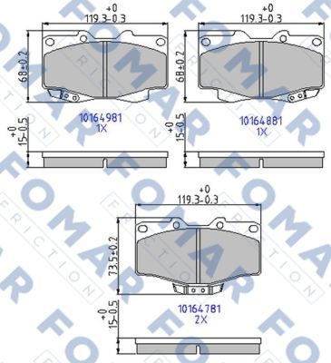 Комплект тормозных колодок, дисковый тормоз FOMAR Friction FO 464781 для VW TARO