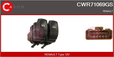 Выключатель, стеклолодъемник CASCO CWR71069GS для RENAULT CLIO