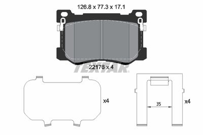 Комплект тормозных колодок, дисковый тормоз TEXTAR 2217601 для KIA QUORIS