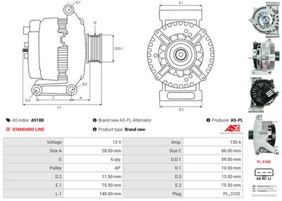 GENERATOR / ALTERNATOR AS-PL A9188 4