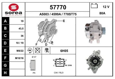 EAI 57770 Генератор  для TOYOTA IQ (Тойота Иq)