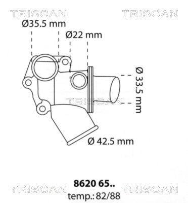Термостат, охлаждающая жидкость TRISCAN 8620 6582 для FIAT DUNA