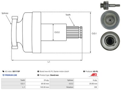 PINION ELECTROMOTOR AS-PL SD1115P 3