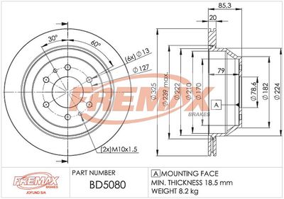 Тормозной диск FREMAX BD-5080 для SAAB 9-7X