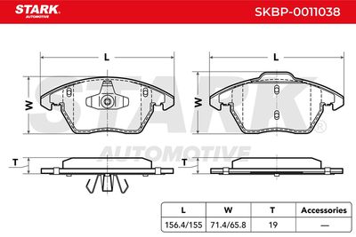 комплект спирачно феродо, дискови спирачки STARK SKBP-0011038