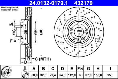 Тормозной диск ATE 24.0132-0179.1 для MERCEDES-BENZ GLE