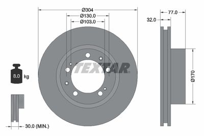 Тормозной диск TEXTAR 92039800 для PORSCHE 928