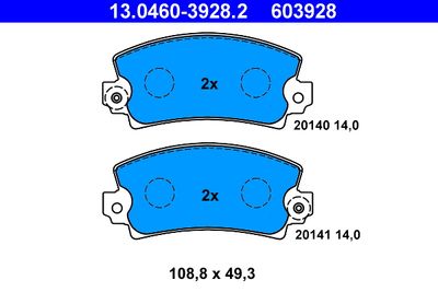 Комплект тормозных колодок, дисковый тормоз ATE 13.0460-3928.2 для PEUGEOT 104