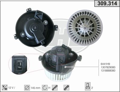 AHE 309.314 Вентилятор салона  для FIAT DUCATO (Фиат Дукато)
