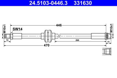 Тормозной шланг ATE 24.5103-0446.3 для RENAULT CLIO