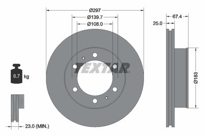 TEXTAR 92222600 Тормозные диски  для TOYOTA FORTUNER (Тойота Фортунер)