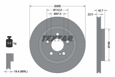 Тормозной диск TEXTAR 92286903 для INFINITI Q30