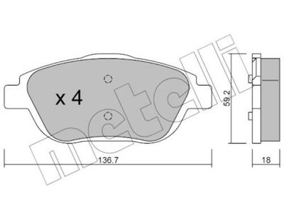 комплект спирачно феродо, дискови спирачки METELLI 22-0852-0