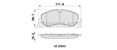 Комплект тормозных колодок, дисковый тормоз BRAXIS AB0503 для FORD TOURNEO