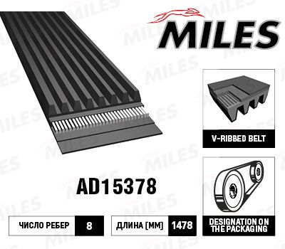 Поликлиновой ремень MILES AD15378