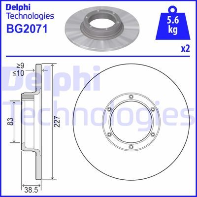 Тормозной диск DELPHI BG2071 для RENAULT 12