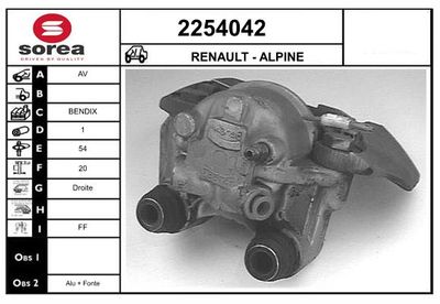 Тормозной суппорт EAI 2254042 для ALPINE A310