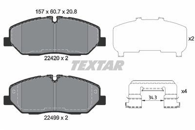Комплект тормозных колодок, дисковый тормоз TEXTAR 2242001 для HYUNDAI H350