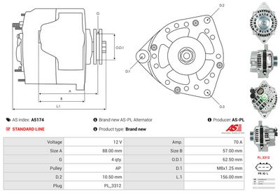 GENERATOR / ALTERNATOR AS-PL A5174 4