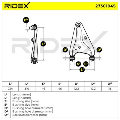 носач, окачване на колелата RIDEX 273C1045
