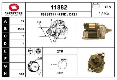 Стартер EAI 11882 для HONDA SHUTTLE