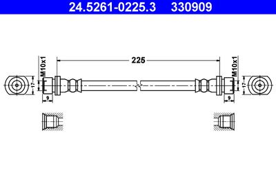 Тормозной шланг ATE 24.5261-0225.3 для PEUGEOT 107