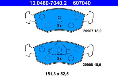 Комплект тормозных колодок, дисковый тормоз ATE 13.0460-7040.2 для FORD SIERRA