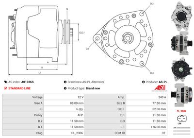 GENERATOR / ALTERNATOR AS-PL A01036S 4