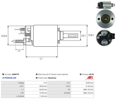 Elektromagnetický spínač, startér AS-PL SS6077P