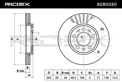 спирачен диск RIDEX 82B0250