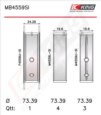 Комплект черупки на лагера на коляновия вал KING MB4559SI