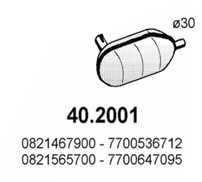 Предглушитель выхлопных газов ASSO 40.2001 для RENAULT 4