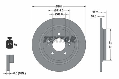 Тормозной диск TEXTAR 92316303 для KIA SELTOS