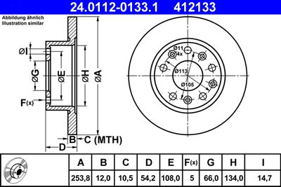 Тормозной диск ATE 24.0112-0133.1 для RENAULT ESPACE