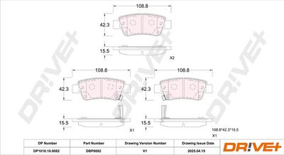 Bromsbeläggssats, skivbroms DRIVE+ DP1010.10.0082