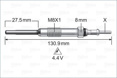 Свеча накаливания VALEO 345229 для HYUNDAI ix55