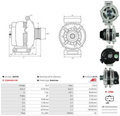 GENERATOR / ALTERNATOR AS-PL A6410S 4