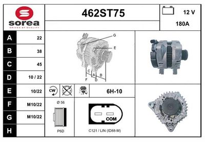 STARTCAR 462ST75 Генератор  для VOLVO S80 II (124) 2.0 TDi