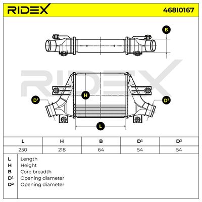 интеркулер (охладител за въздуха на турбината) RIDEX 468I0167