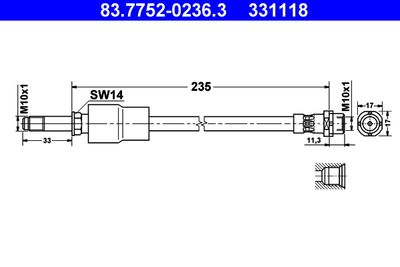 ATE 83.7752-0236.3 Тормозной шланг  для BMW 3 (Бмв 3)